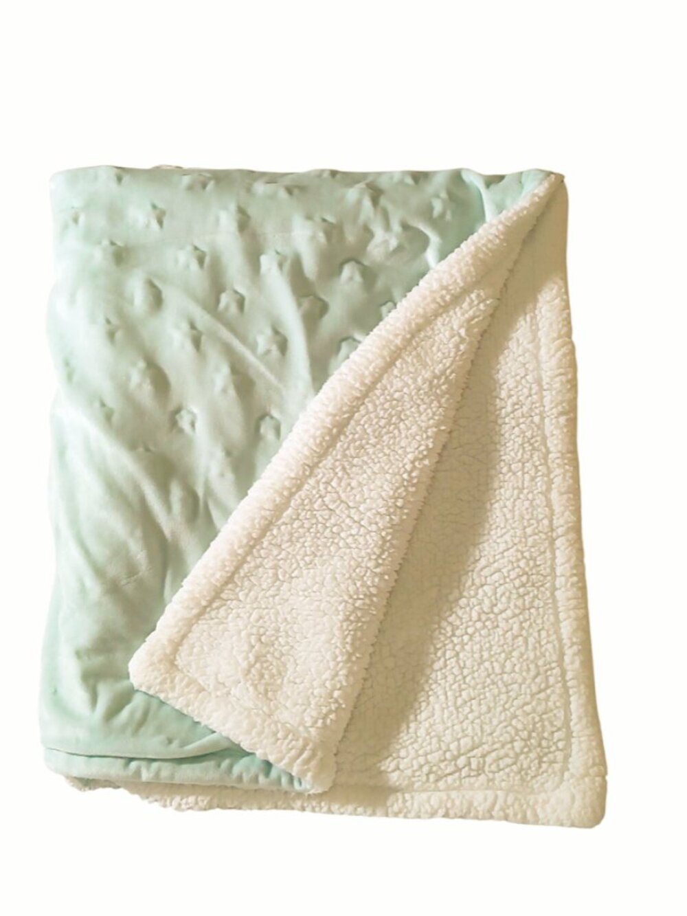 S.L. Home Fashions Embossed 3D Stars Green Lovey Security Blanket 30" X 39"